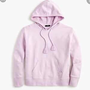 J. Crew - Garment-dyed tassel hoodie cotton sweatshirt - lilac purple- medium